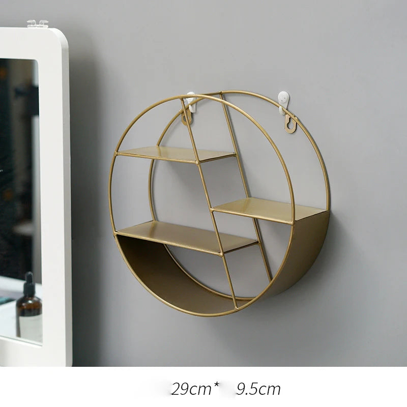 Étagère Ronde Métal Doré