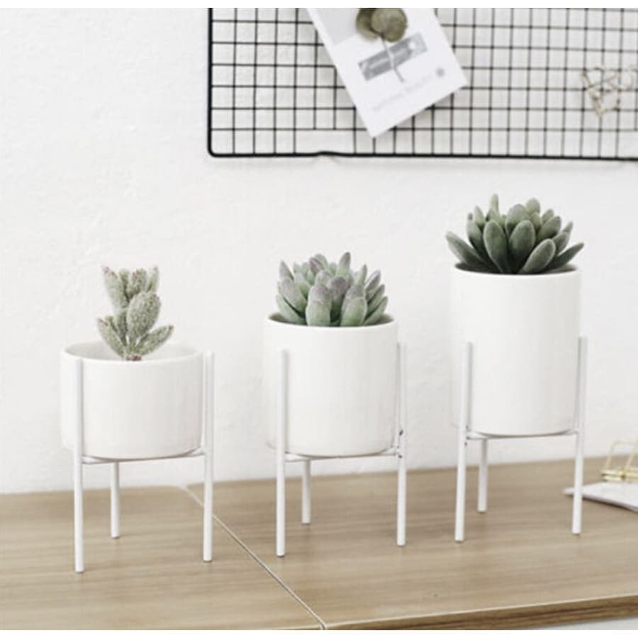 Cache Pot sur Pied Blanc Céramique Scandinave