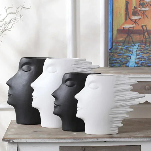 Vase visage abstrait