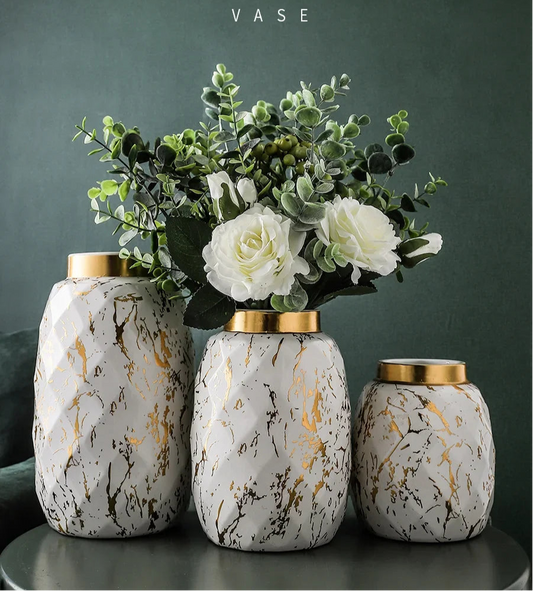 Vase effet marbre blanc