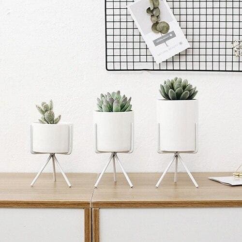 Cache Pot sur Pied Blanc Scandinave