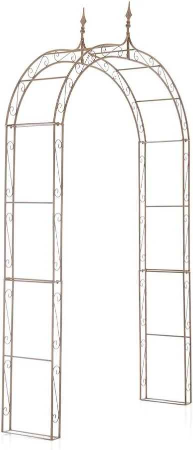 Arcade de jardin en fer marron antique, 264 cm de haut