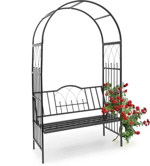 Arche à rosiers avec banc, obélisque, Relaxdays