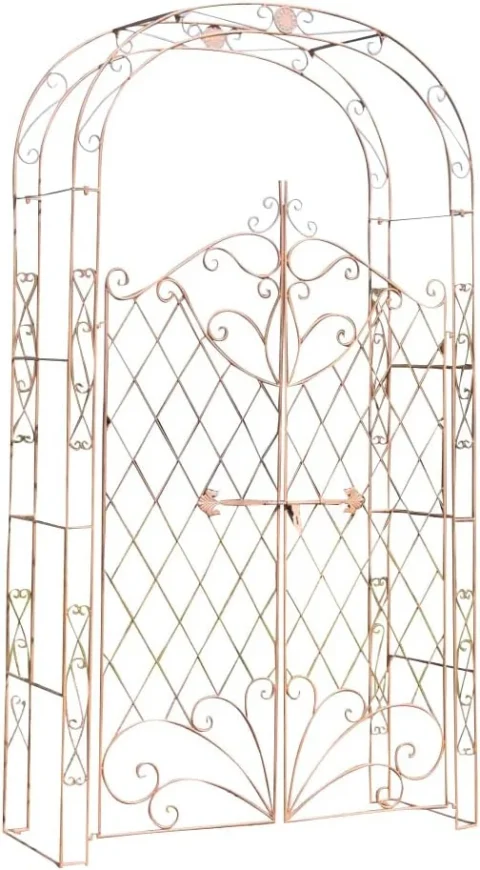 Arche à rosiers avec porte, marron antique, CLP