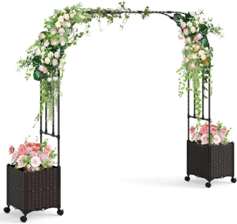 Arche de jardin 2 en 1 avec jardinières roulantes