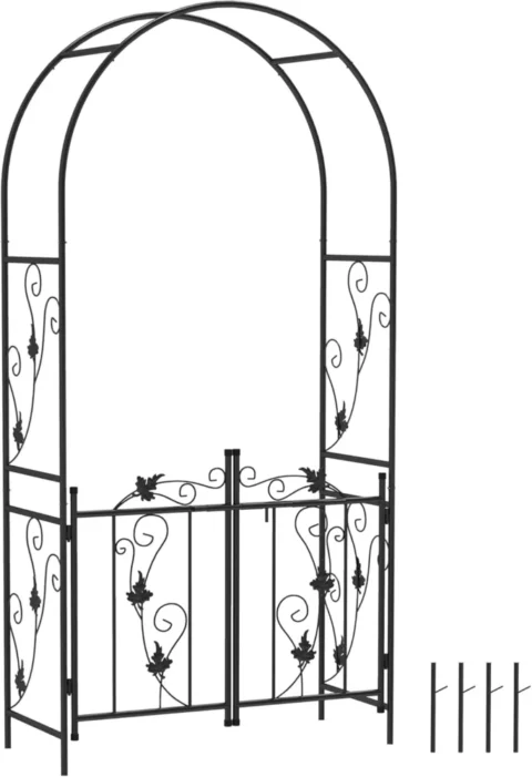 Arche de jardin avec double porte en métal noir