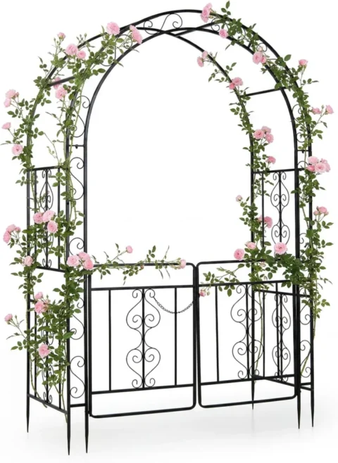 Arche de jardin avec portes verrouillables, noir