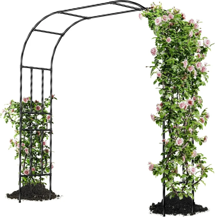 Arche de jardin en acier plastifié noir, 240 cm