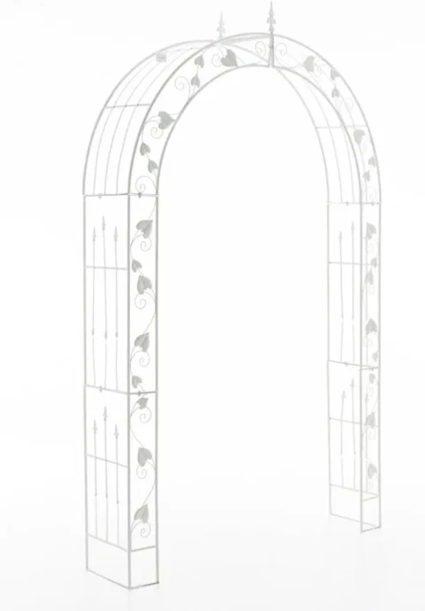 Arche de jardin en fer forgé blanc pour rosiers, 247 cm