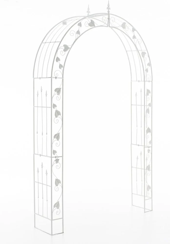 Arche de jardin en fer forgé blanc pour rosiers, 247 cm