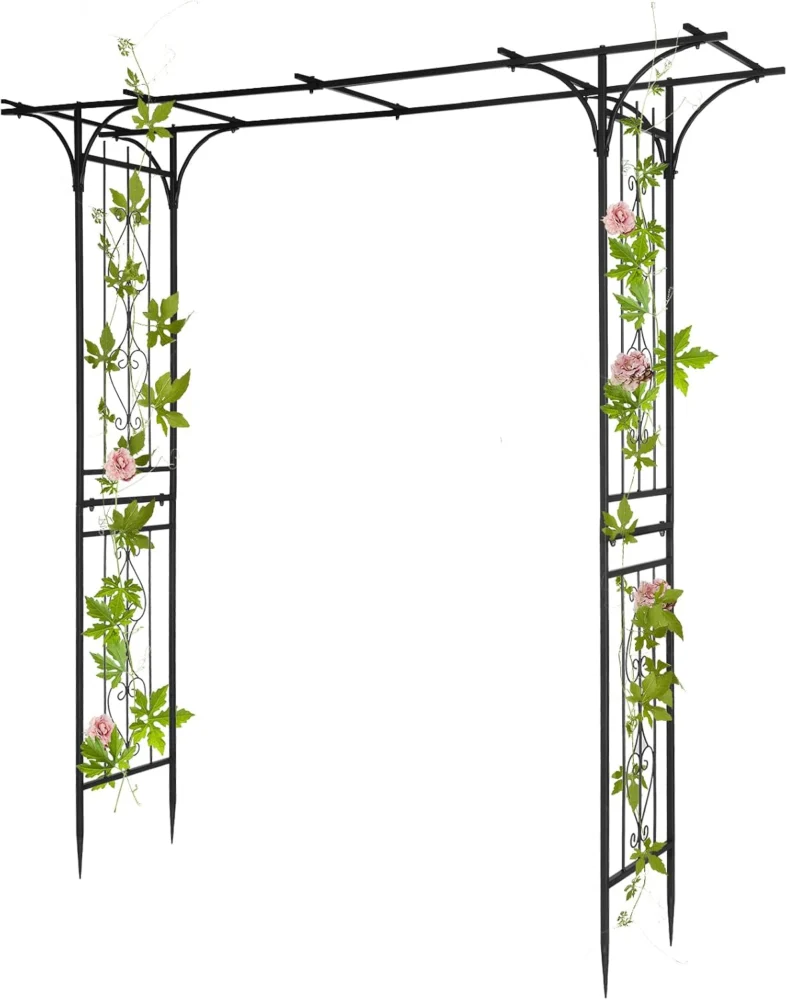 Arche de jardin en fer forgé noir, 208 cm