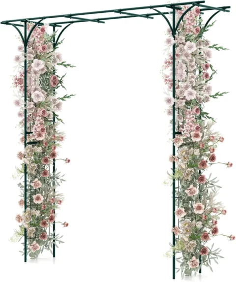 Arche de jardin en fer forgé vert, 205 cm