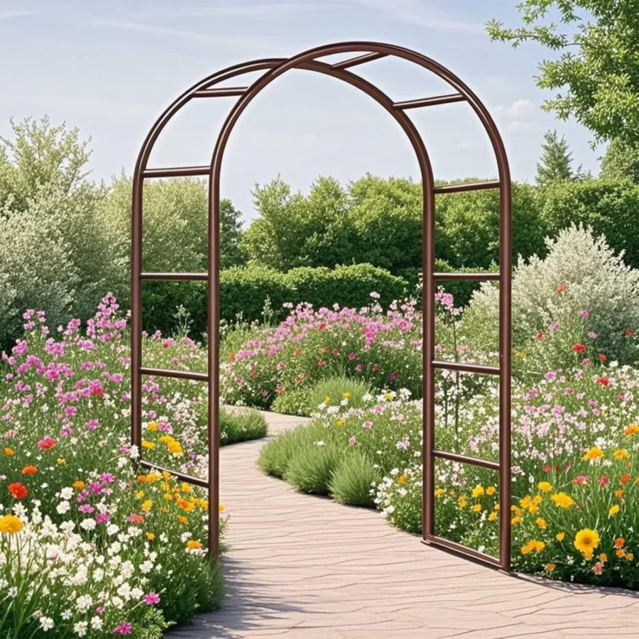Arche de jardin en métal brun, 140 x 230 cm