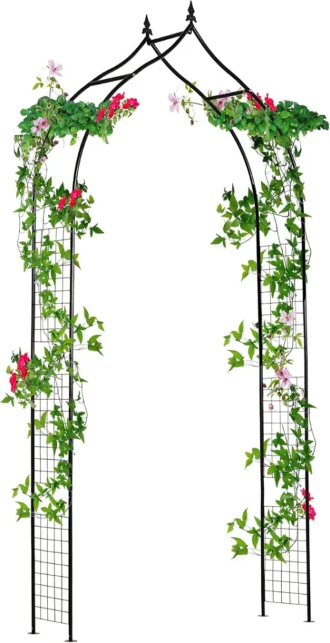 Arche de jardin en métal noir, style vintage