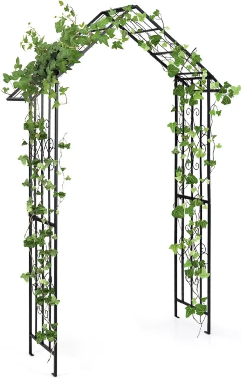 Arche de jardin moderne en métal noir, 223 cm