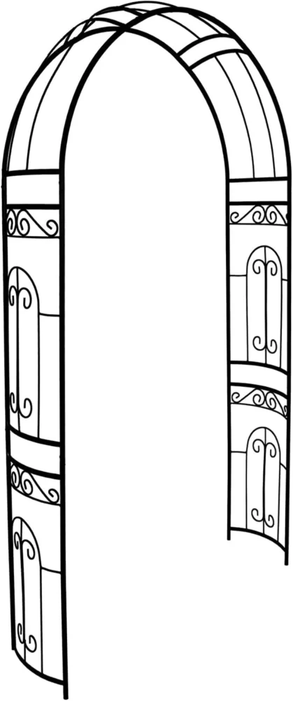 Arche de jardin pour mariage, métal noir et blanc