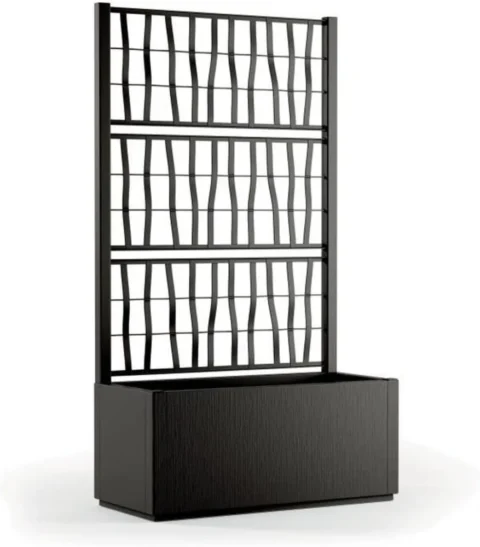 Bac à fleurs rectangulaire avec treillis, 80 cm, graphite