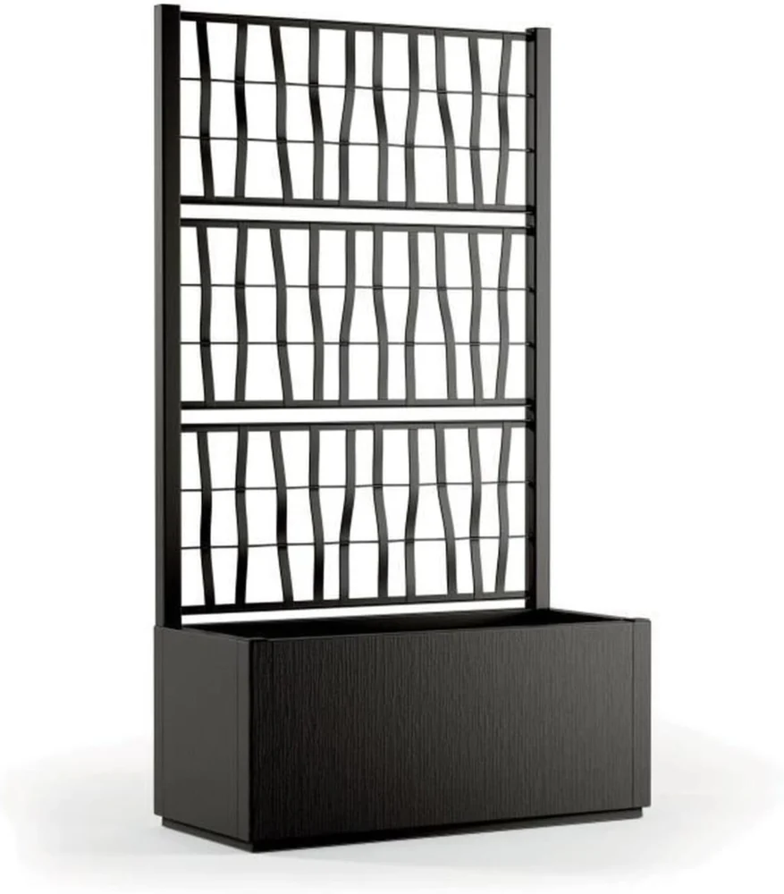 Bac à fleurs rectangulaire avec treillis, 80 cm, graphite
