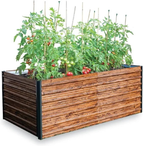 Bac potager surélevé métal effet bois 200 x 100 cm