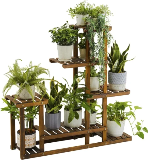 Banc à fleurs en bois à plusieurs niveaux, pliable