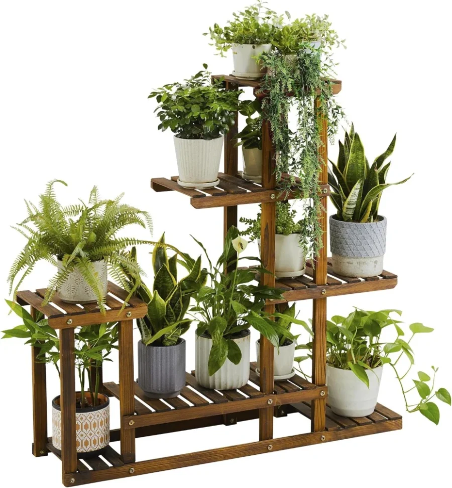 Banc à fleurs en bois à plusieurs niveaux, pliable