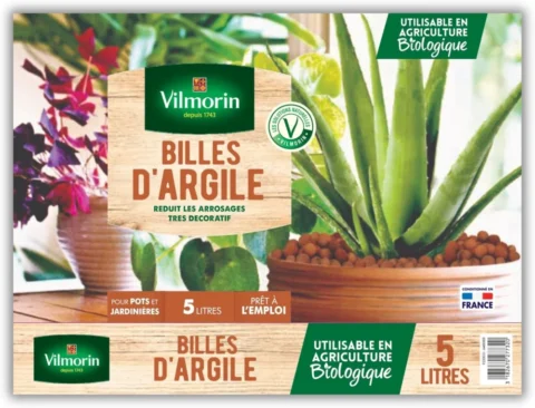 Billes d’argile marron Vilmorin, sac de 5 L, usage bio