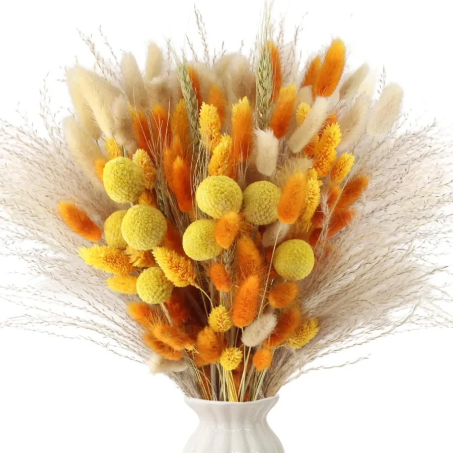 Bouquet de 128 fleurs séchées orange, décoration