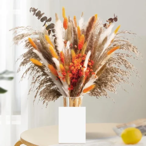 Bouquet de 61 fleurs séchées orange, style automne