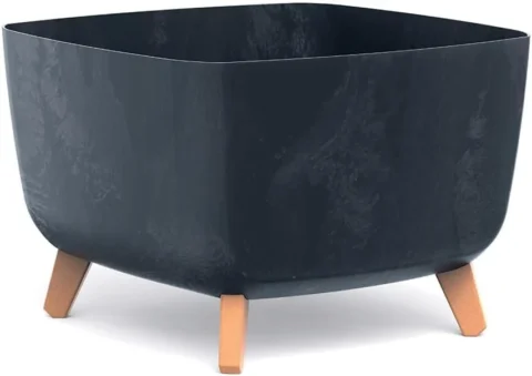 Cache-pot carré sur pieds aspect béton, 39 cm