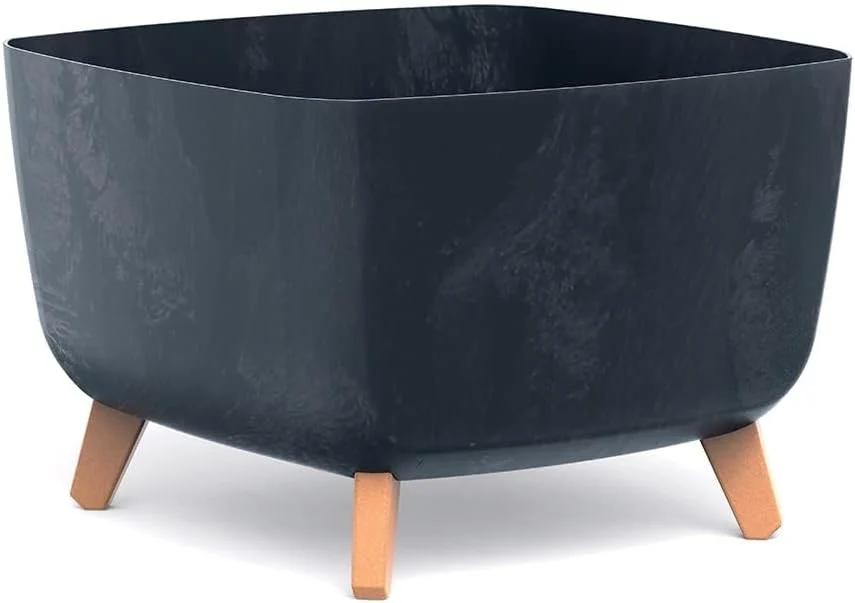Cache-pot carré sur pieds aspect béton, 39 cm