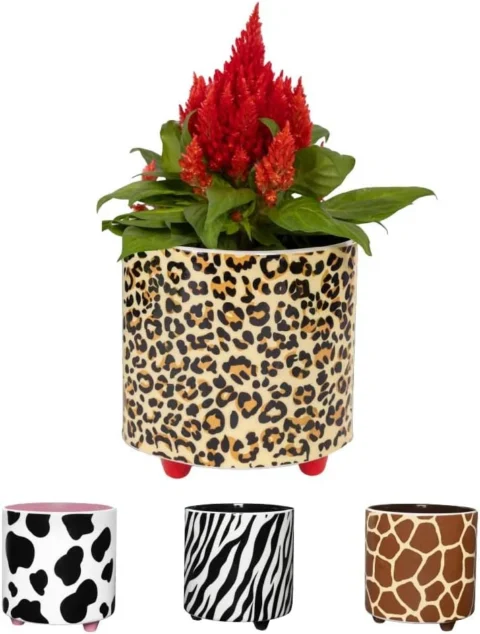 Cache-pot en céramique motif léopard, Fisura, 13 cm