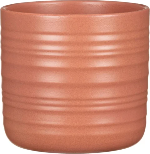 Cache-pot en céramique ondulée terracotta, 19,6 cm