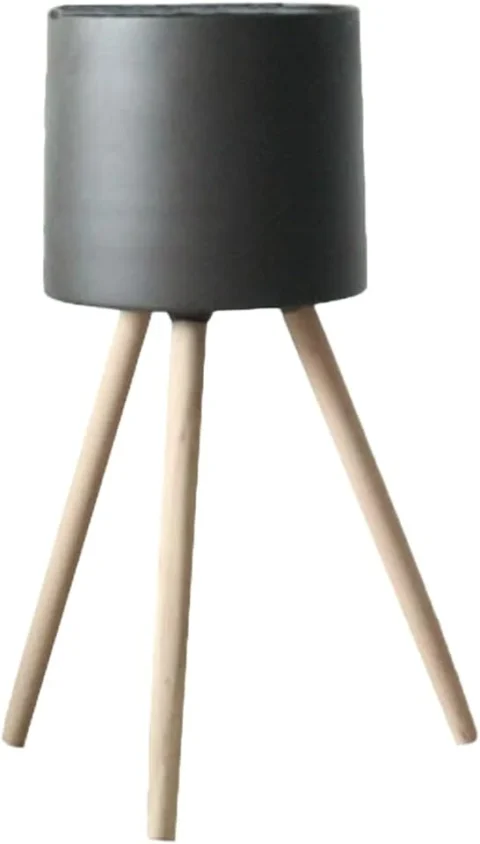 Cache-pot en fer sur pieds bois, gris, 54 cm