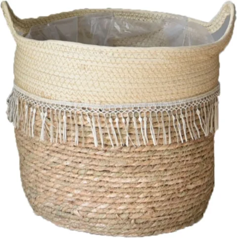 Cache-pot en jonc de mer tressé, diamètre 25 cm