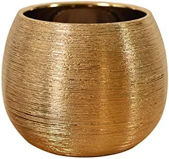 Cache-pot en métal doré, sans trou de drainage