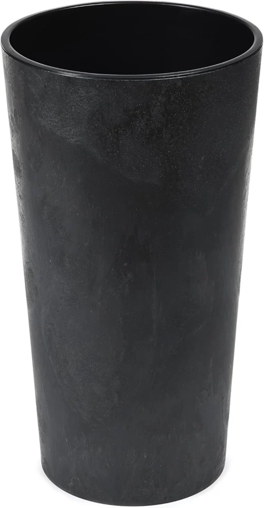 Cache-pot haut effet béton noir avec insert 36 cm
