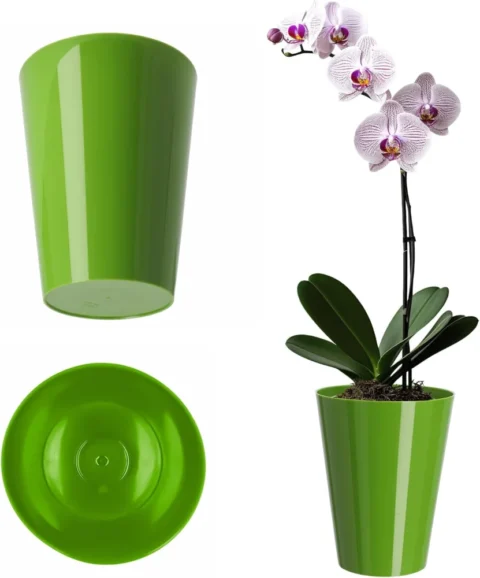 Cache-pot pour orchidée vert, 13 cm, KADAX