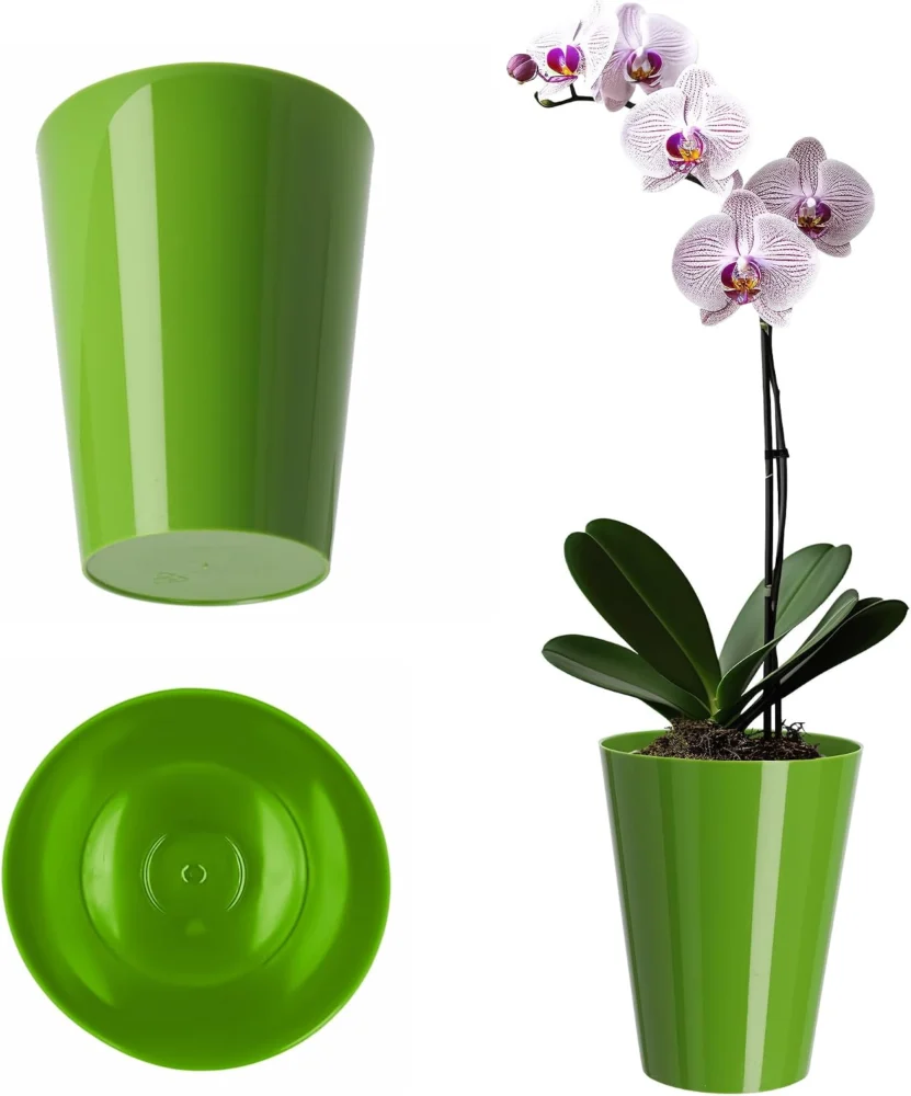Cache-pot pour orchidée vert, 13 cm, KADAX