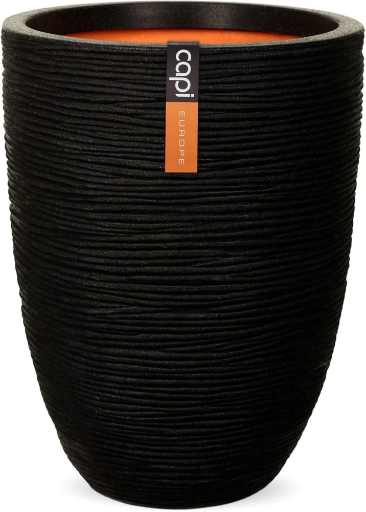 Cache-pot rond en polyéthylène recyclé, noir, 46 cm