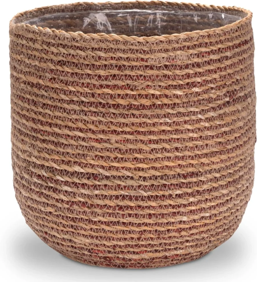 Cache-pot tressé en jonc de mer rouge, 27 cm