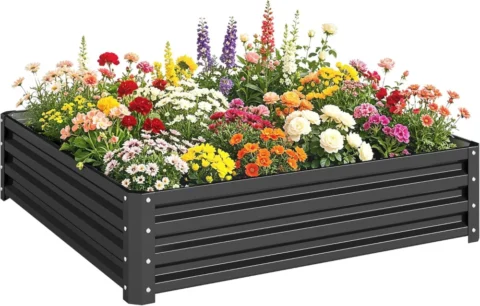 Carré potager en acier galvanisé, 120 x 120 cm