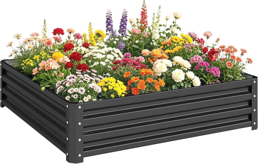 Carré potager en acier galvanisé, 120 x 120 cm