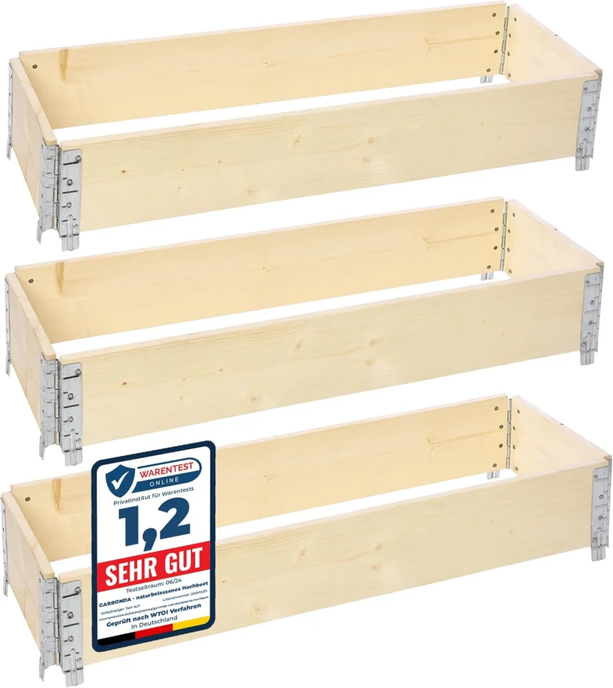 Carré potager modulable en bois, pliable, 3 pièces, 120 cm
