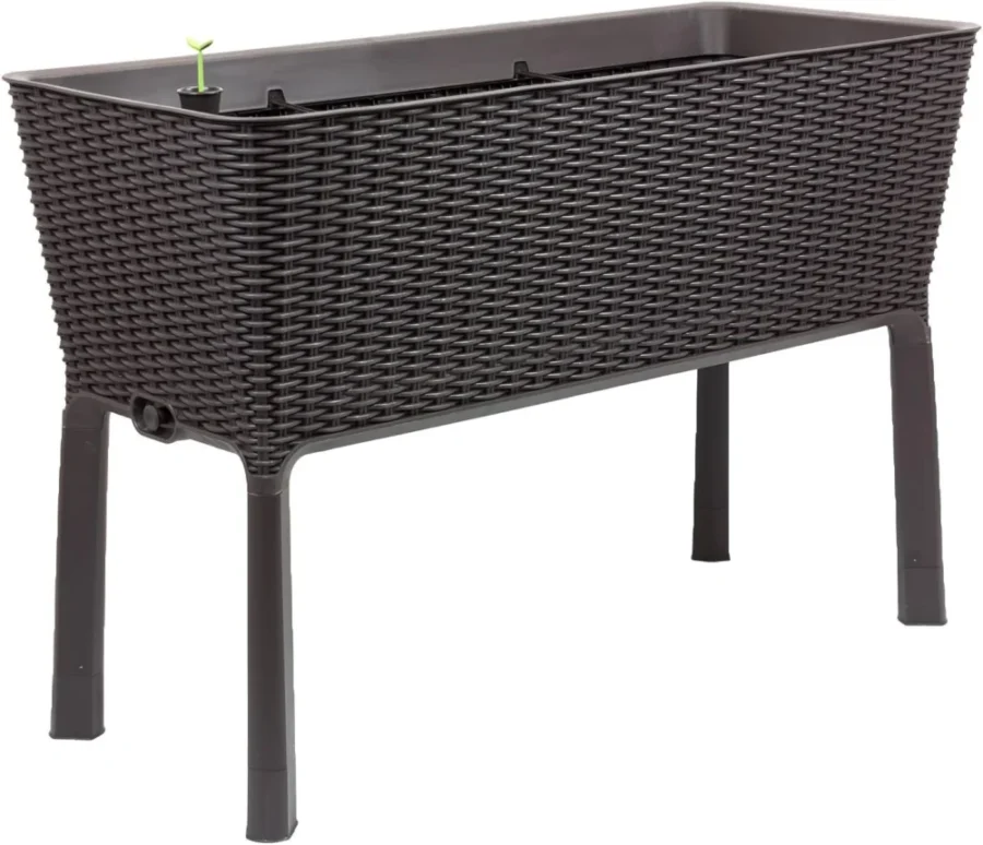 Carré potager sur pied Keter aspect rotin 120 L