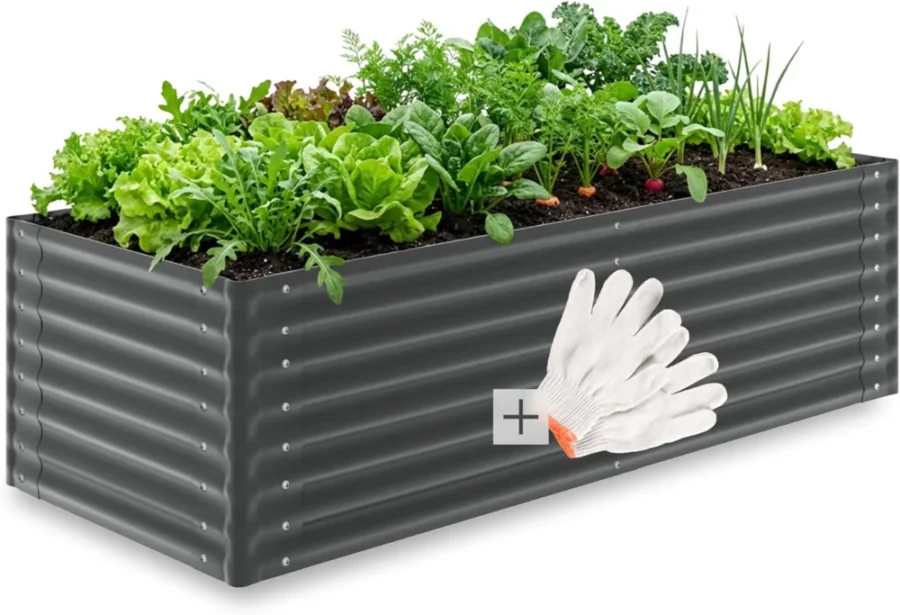 Carré potager surélevé en acier 200 x 80 x 62 cm