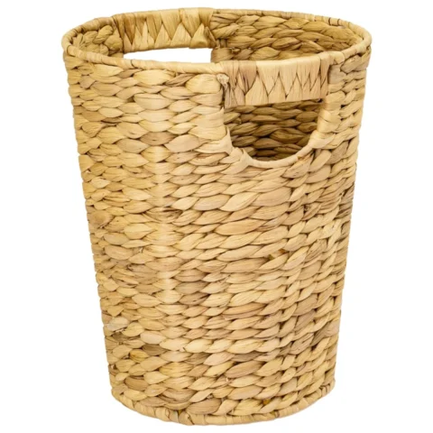 Corbeille à papier ronde en jacinthe d’eau, 30 cm