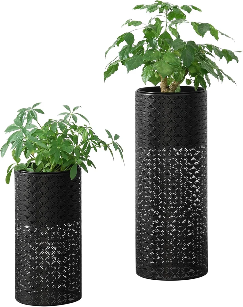 Duo de supports à cache-pots en métal noir