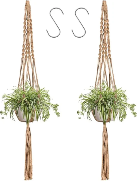 Duo de suspensions macramé à franges, style bohème