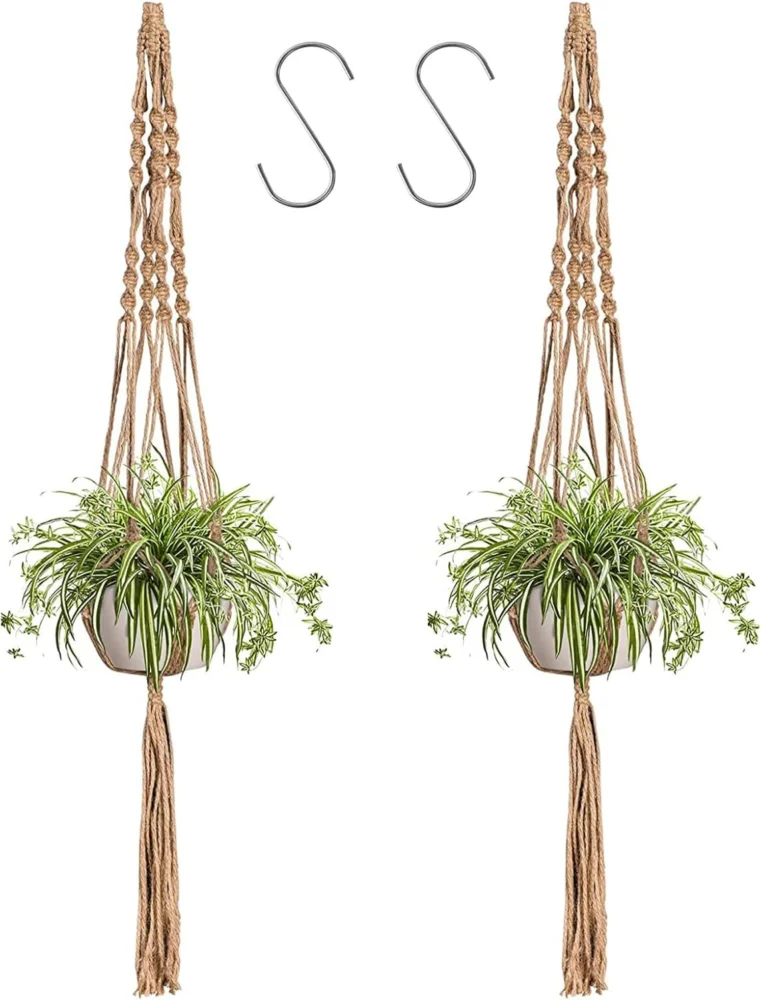 Duo de suspensions macramé à franges, style bohème