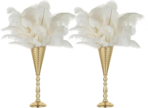 Duo de vases trompette dorés, 42,9 cm, mariage